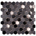 PICASA HEXAGON BLACK MOZAIKA SZKLANO-KAMIENNA 30X30 
