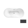 BESCO NAVIA GLAM 150 GRAFITOWA WANNA WOLNOSTOJĄCA+ MASKOWNICA SYFONU Z PRZELEWEM BIAŁA 150X80 (WA-150-NGB) 