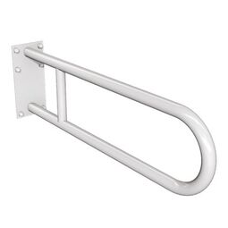 Andex, Bez Barier, ANDEX BEZ BARIER UCHWYT PÓŁOKRĄGŁY STAŁY Z PŁYTĄ BIAŁY STAL NIERDZEWNA (819/B) 
