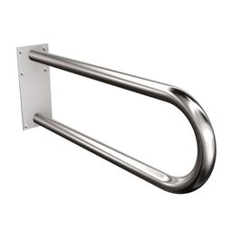 Andex, Bez Barier, ANDEX BEZ BARIER UCHWYT PÓŁOKRĄGŁY STAŁY Z PŁYTĄ STAL NIERDZEWNA INOX (827/CC) 