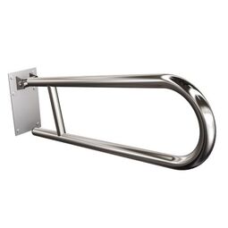 Andex, Bez Barier, ANDEX BEZ BARIER UCHWYT PÓŁOKRĄGŁY UCHYLNY Z PŁYTĄ STAL NIERDZEWNA INOX (820/CC) 