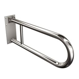 Andex, Bez Barier, ANDEX BEZ BARIER UCHWYT PÓŁOKRĄGŁY UCHYLNY Z PŁYTĄ STAL NIERDZEWNA INOX (828/CC) 