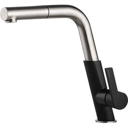 Deante, Silia, DEANTE SILIA BATERIA KUCHENNA Z PROSTOKĄTNĄ WYLEWKĄ Z WYCIĄGANĄ SŁUCHAWKĄ CZARNY 