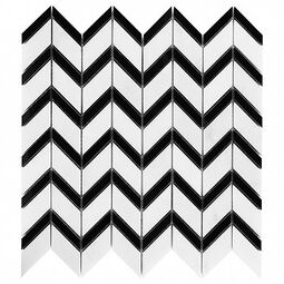 Dunin, Black&White, DUNIN BLACK&WHITE PURE WHITE CHEVRON MIX MOZAIKA KAMIENNA  30.5X31 
