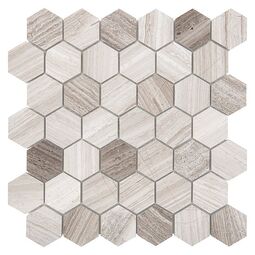 Dunin, Woodstone, DUNIN WOODSTONE GREY HEXAGON 48 MOZAIKA KAMIENNA 29.8X30.2 