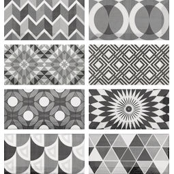 Equipe Ceramicas, Metro, EQUIPE METRO PATCHWORK B&W DEKOR 7.5X15 (21396) 