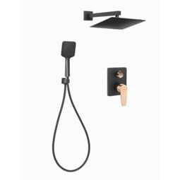 Invena, Midnight, INVENA MIDNIGHT ZESTAW PODTYNKOWY Z BATERIĄ PODTYNKOWĄ 2-FUNKCYJNA  BLACK/GOLD ROSE (BS-35-014-V) 