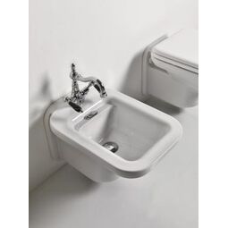 Kerasan, Waldorf, KERASAN WALDORF BIAŁY BIDET WISZĄCY Z PIERŚCIENIEM ODPŁYWU W KOLORZE ZŁOTA (4125K2) 55X37 
