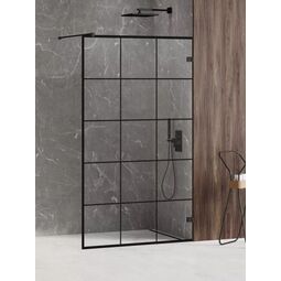 New Trendy, Avexa Black, NEW TRENDY AVEXA BLACK KABINA WALK-IN WZÓR KRATKA. SZKŁO CZYSTE 6MM 130X200 (EXK-2026) 