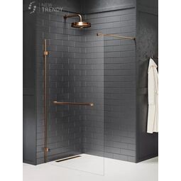 New Trendy, Avexa Copper, NEW TRENDY AVEXA COPPER BRUSHED KABINA WALK IN Z WIESZAKIEM RELINGOWYM. SZKŁO CZYSTE 6MM 90X200 (EXK-3798) 