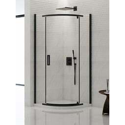 New Trendy, New Komfort Black, NEW TRENDY NEW KOMFORT BLACK KABINA PÓŁOKRĄGŁA R55 SZKŁO CZYSTE 6MM 90X90X195 (K-0469) 