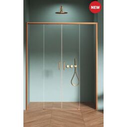 New Trendy, Prime, NEW TRENDY PRIME MIEDŹ SZCZOTKOWANA DRZWI PRYSZNICOWE WNĘKOWE. SZKŁO CZYSTE 6MM 160X200 (D-0829A) 