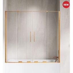 New Trendy, Prime, NEW TRENDY SMART MIEDŹ SZCZOTKOWANA DRZWI PRYSZNICOWE WNĘKOWE. SZKŁO CZYSTE 8MM 160X150 (EXK-7812) 