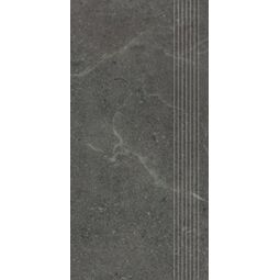 Paradyż, Archicross Concrete, PARADYŻ ARCHICROSS CONCRETE BLACK STOPNICA MAT PRASOWANA 29.8X59.8X0.8 