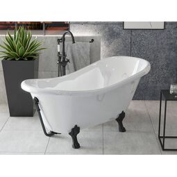 Besco, Otylia, BESCO OTYLIA 160 NOGI CZARNE MAT WANNA WOLNOSTOJĄCA RETRO Z OTWOREM ODPŁYWOWYM 160X77X63 (WKO-160W+CZ) 