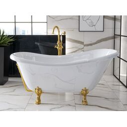 Besco, Otylia, BESCO OTYLIA 160 NOGI ZŁOTE WANNA WOLNOSTOJĄCA Z OTWOREM ODPŁYWOWYM RETRO 160X77X63 (WKO-160W+ZL) 