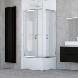 Sea-Horse, Stylio, SEA-HORSE STYLIO KABINA KWADRATOWA 80X80X170 CHROM SZKŁO CHINCHILA Z POWŁOKĄ CLEANGLASS (BK501QKC+) 