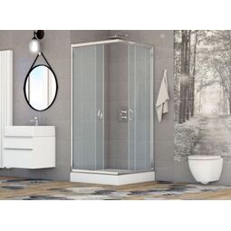 Sea-Horse, Stylio, SEA-HORSE STYLIO KABINA KWADRATOWA 80X80X190 CHROM SZKŁO CHINCHILA Z POWŁOKĄ CLEANGLASS (BK501QC+) 