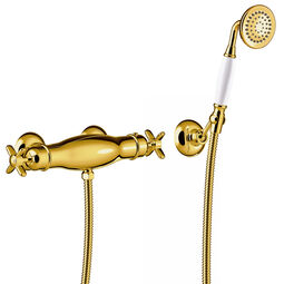 Tres, Clasic-Tres, TRES CLASIC BATERIA PRYSZNICOWA TERMOSTATYCZNA NAŚCIENNA 24-K ZŁOTO (24216409OR) 