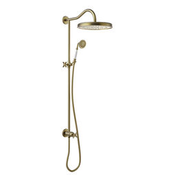 Tres, Clasic-Tres, TRES CLASIC ZESTAW DRĄŻEK PRYSZNICOWY Z DESZCZOWNICĄ MOSIĄDZ ANTYCZNY (24247602LV) 