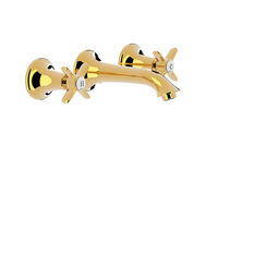 Tres, Clasic-Tres, TRES CLASIC BATERIA UMYWALKOWA PODTYNKOWA DWUUCHWYTOWA 24-K ZŁOTO (24215102OR) 