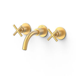 Tres, Mont Blanc, TRES MONT BLANC BATERIA UMYWALKOWA DWUUCHWYTOWA PODTYNKOWA ZŁOTO MATOWE (28330001OM) 