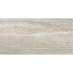 Tubądzin, Travertino, TUBĄDZIN TRAVERTINO MAT STOPNICA REKTYFIKOWANA 29.6X59.8X0.8 